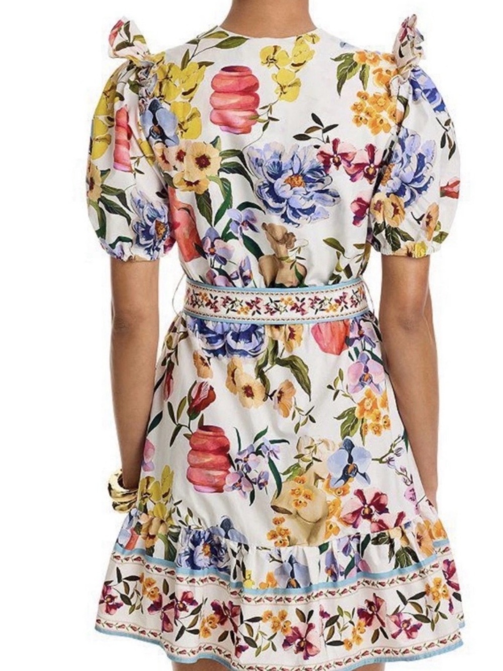 FARM RIO GREEK GARDEN OFF WHITE FLORAL BELTED MINI DRESS new with tag $230 - Picture 3 of 10